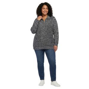 Woman Within Plus Size Heathered Zip Sweater Size 22/24